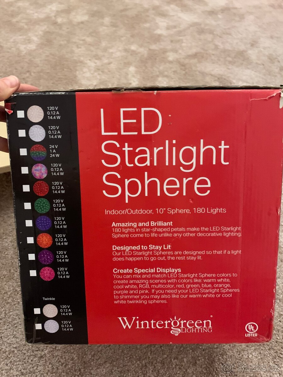 LED červená svítící koule Wintergreen Starlight Sphere - 6