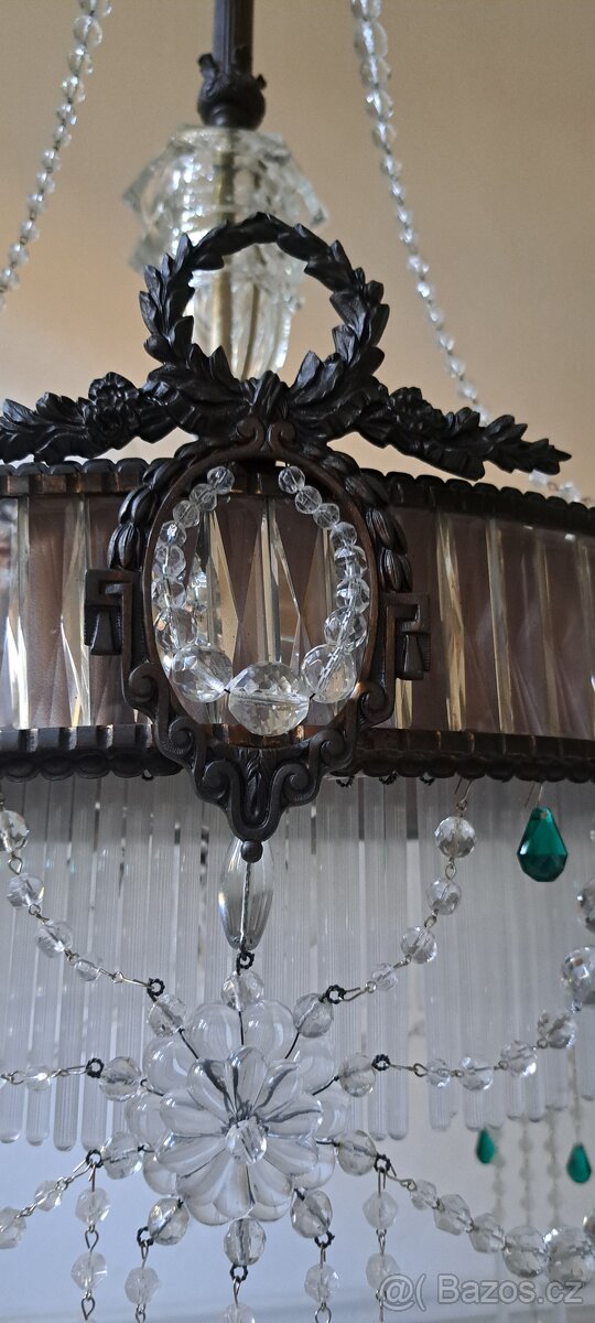 Starožitný velký secesní lustr, secese - 6