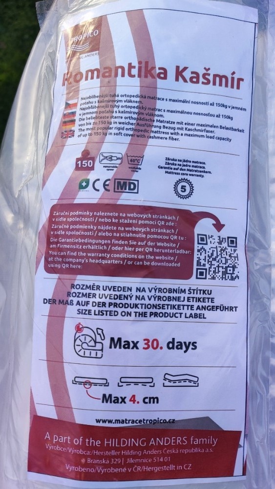 Partnerské ortoped.matrace Tropico Kašmír 20 80x200 NOVÉ 2ks - 6