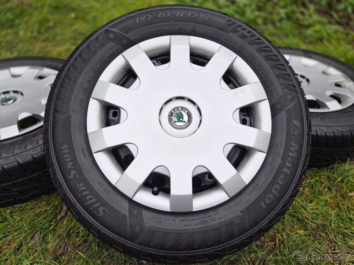Kompletní zimní ocelová kola ŠKODA - 195/65 R15 - 5x100 - 6