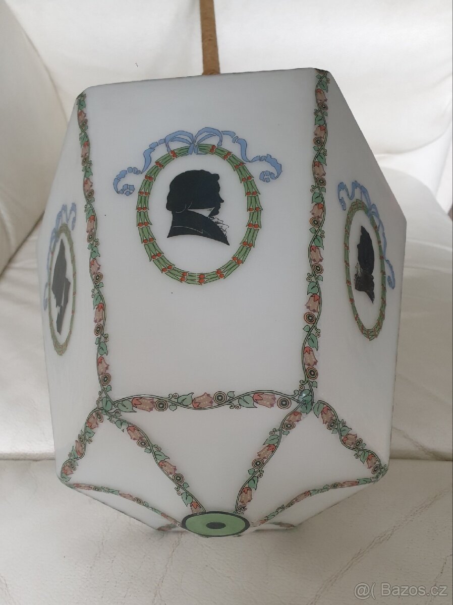 Starožitný lustr na tyči - stínítko stínohra - 6