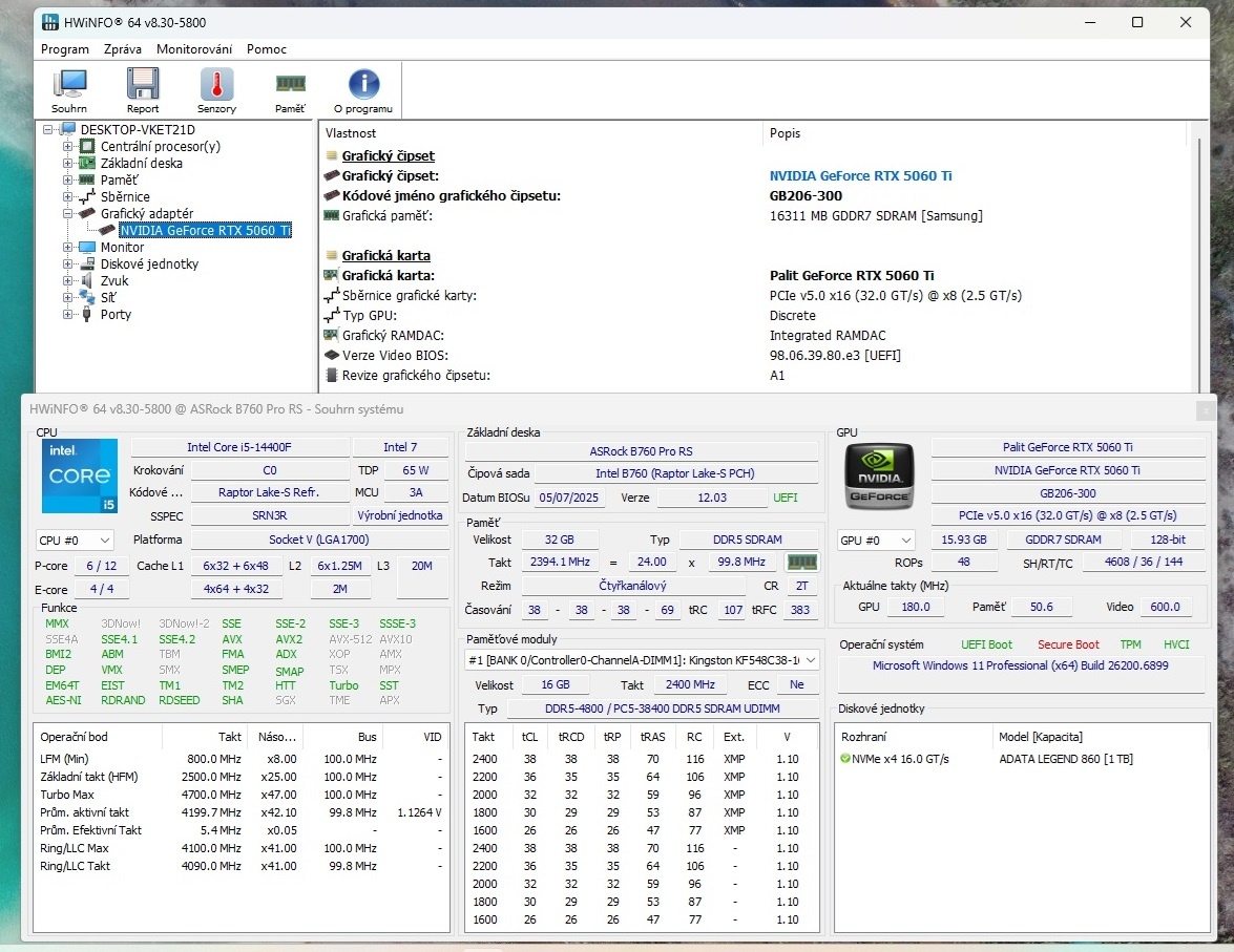 ⭐Herní PC-RTX 5060 Ti 16GB/i5 14400F /1TB/32GB DDR5 /ZÁRUKA - 6