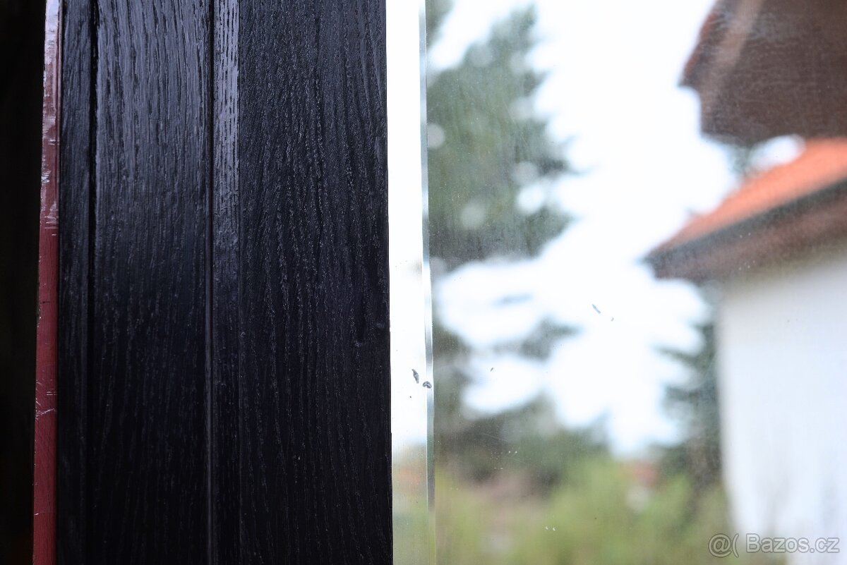 Starožitné velké dřevěné zrcadlo zrcadlová stěna skříňka - 6