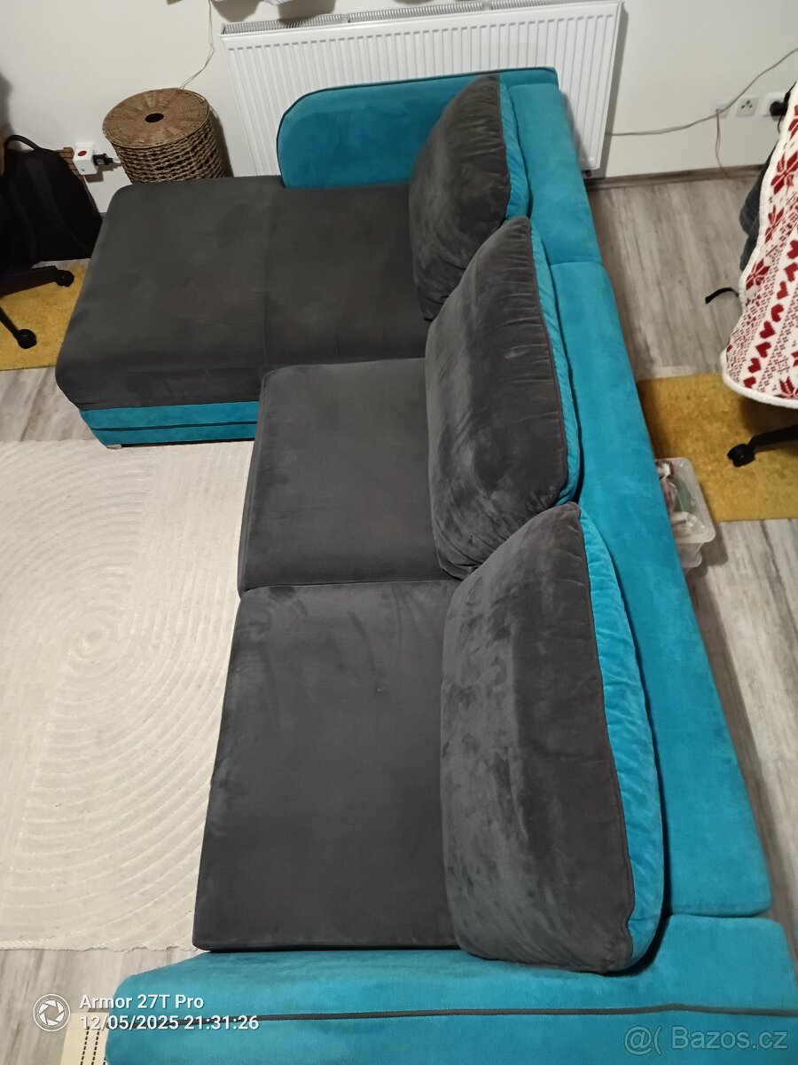 Rohová sedací souprava- rozkládací, úložný prostor - 6