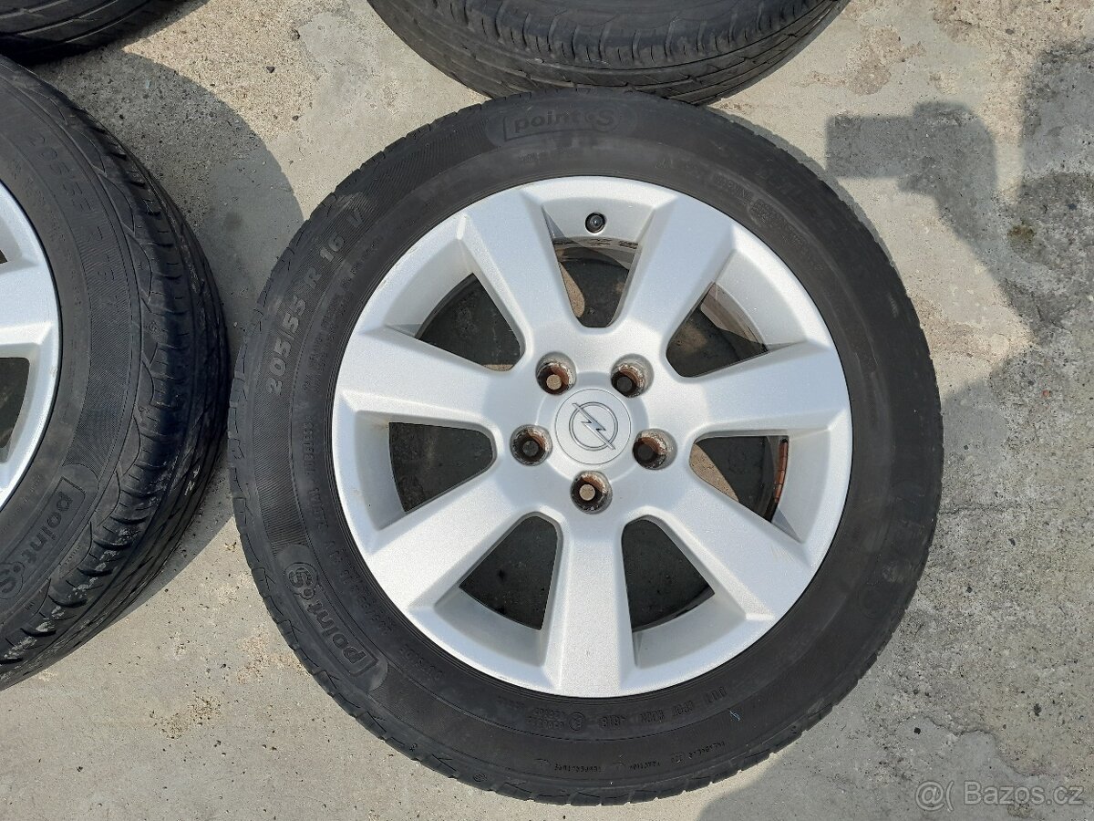Sada alu kol originál OPEL, 6,5x16, 5x110, ET41; pneu 205/55 - 6