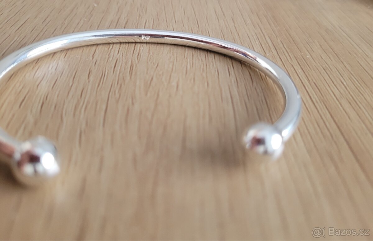 Nový dámský stříbrný náramek 925 kuličkový otevřený uni vel - 6