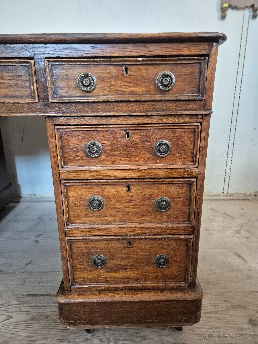 Anglický viktoriánský psací stůl - Oboustranný - 6