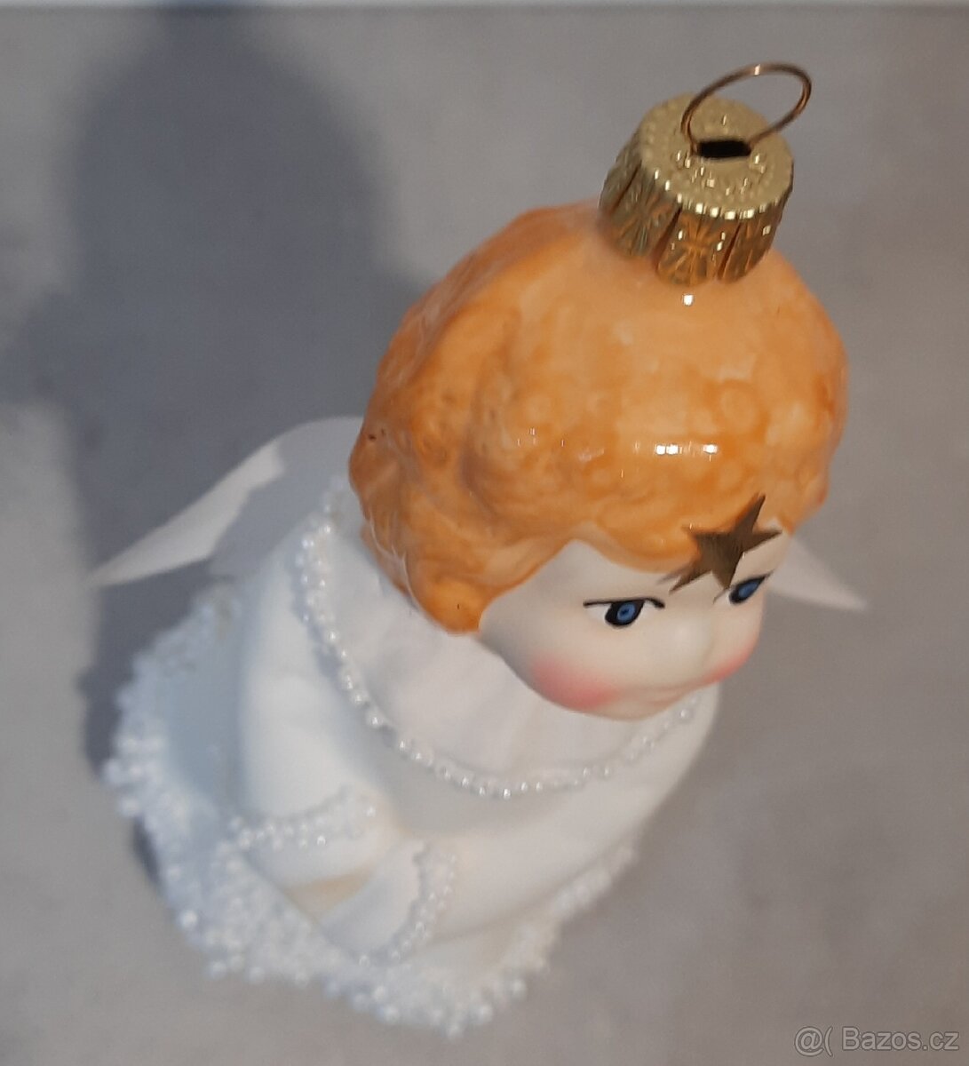 Vánoční ozdoba anděl skleněná - ruční výroba - 6