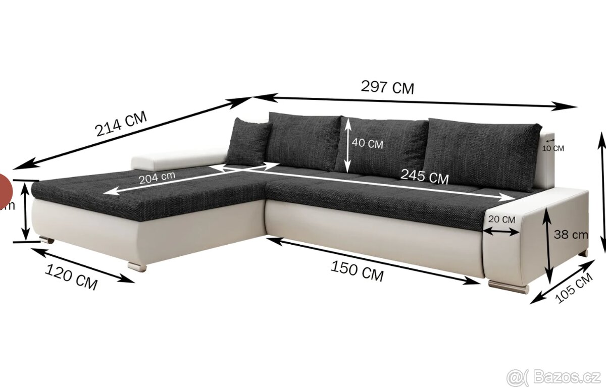 Rohová sedačka TOSKANO, 297 cm Roh sedačky - 6