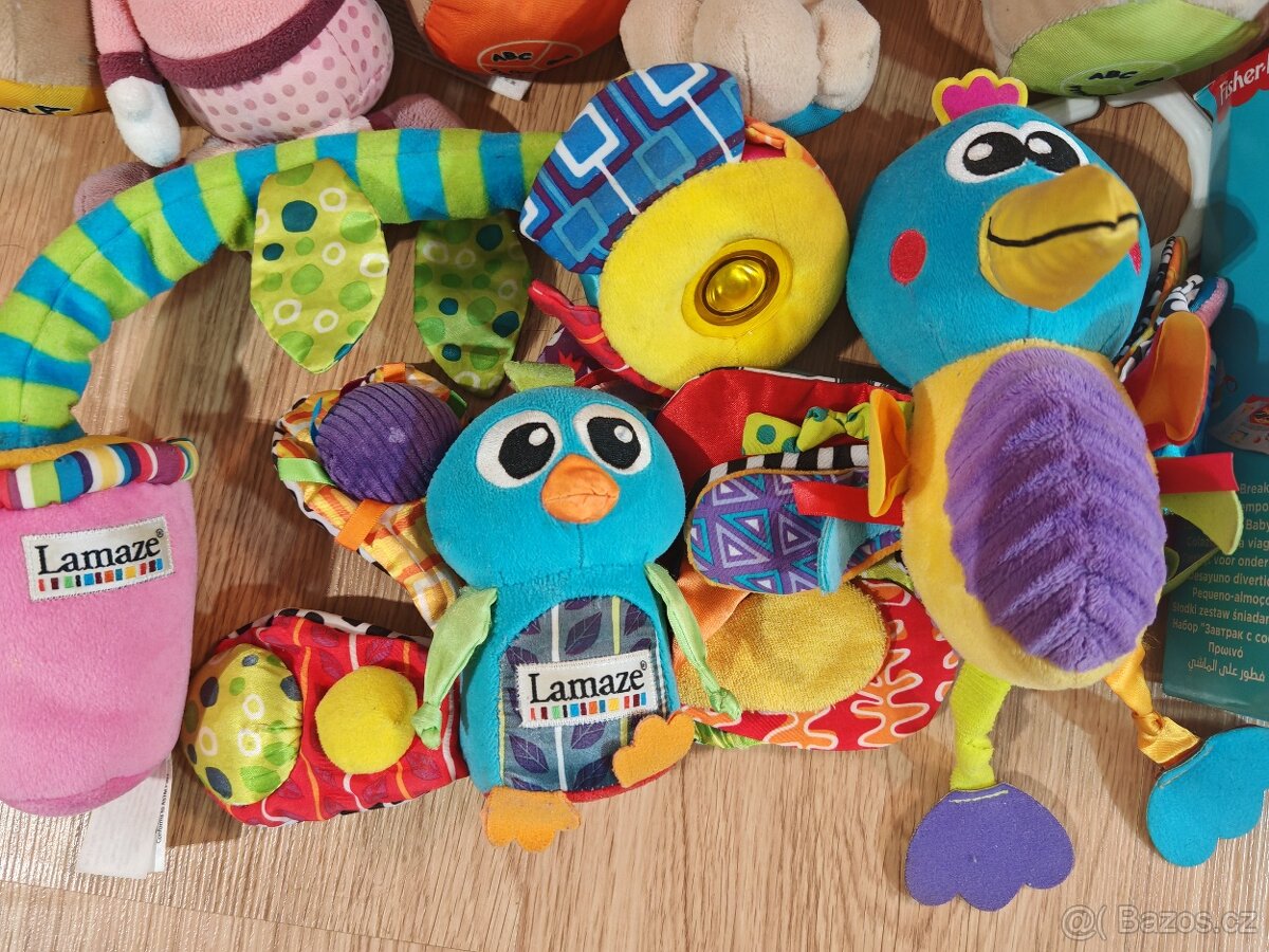 fisher price šnek, pejsek, kostky, snídaňový set, lamaze páv - 6