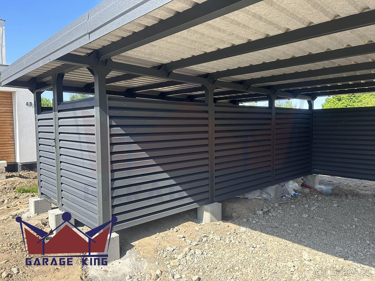 Carport s úložným boxem, garážová stání 9×6,5 m - 6