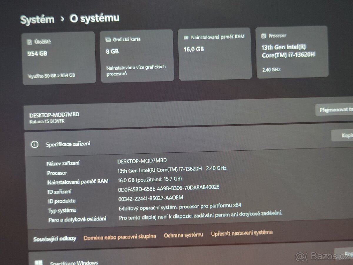 Herní notebook msi katana z RTX 4060 - 6