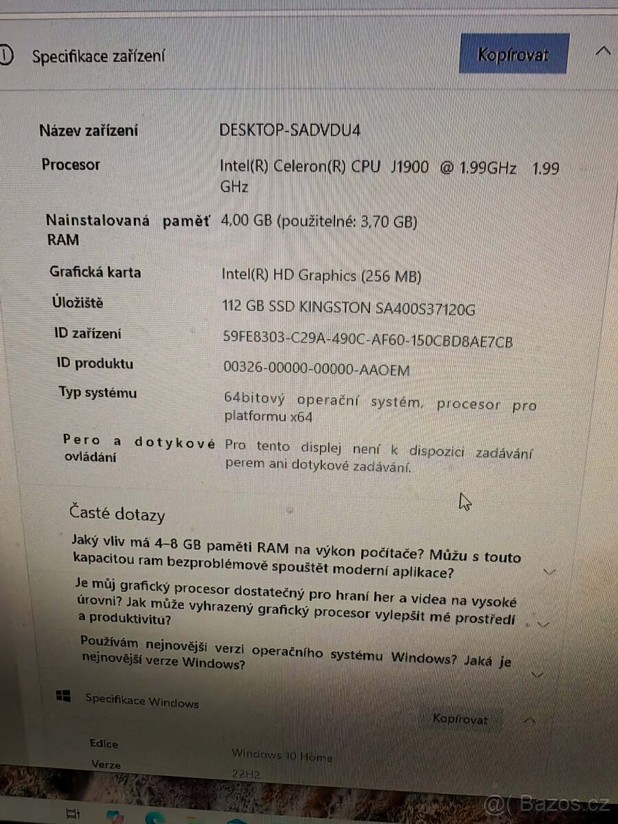 STOLNÍ PC - Rychlí SSD disk,Win10 Home čistá instalace - 6