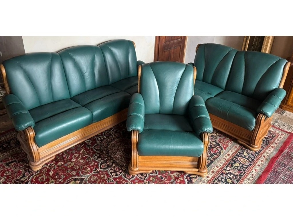 Dubová rustikální kožená souprava 3+2+1,3332 - 6