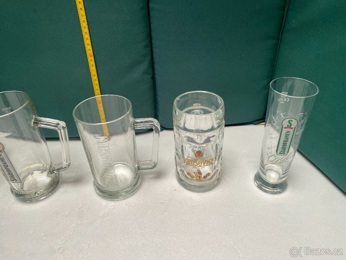 Sada pivních sklenic – 4 půllitry + 1× Staropramen (0,3 l) - 6