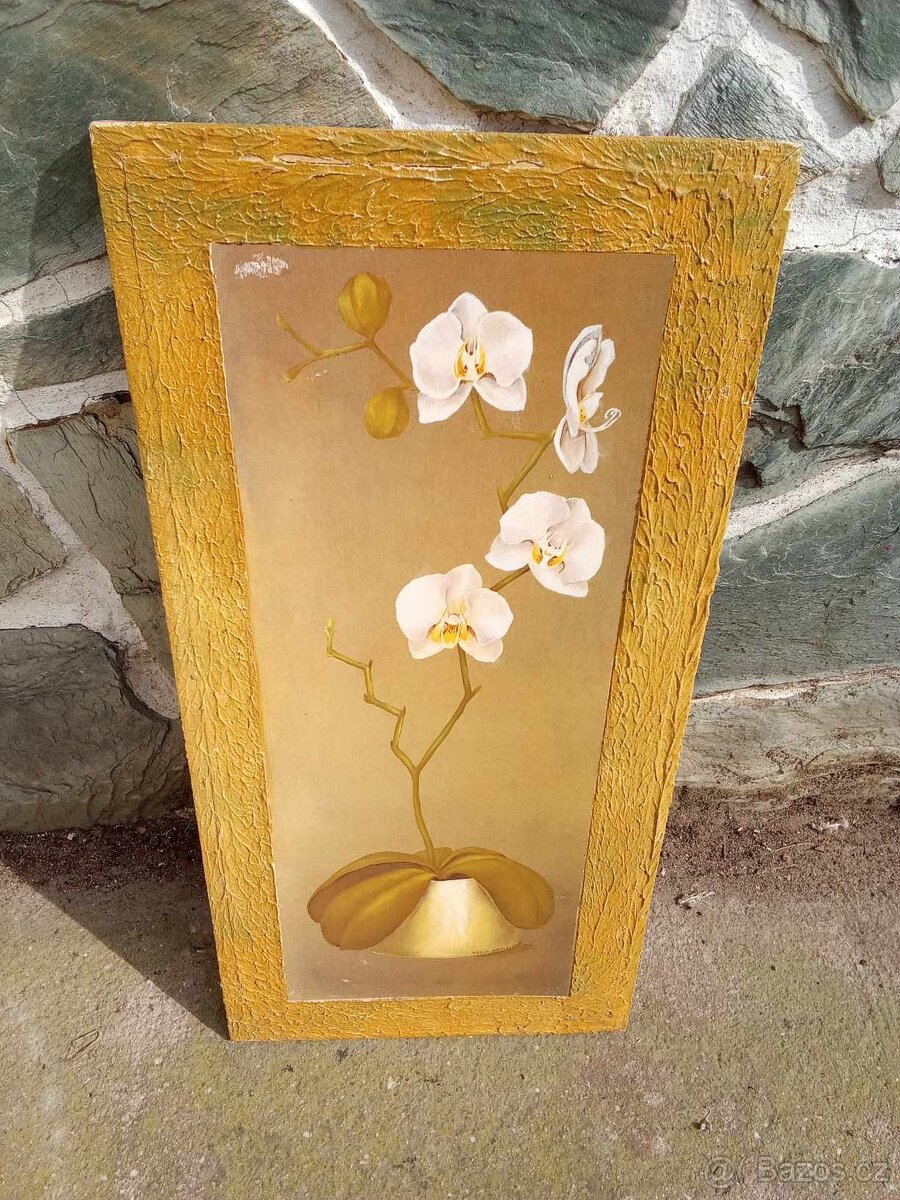 Soubor 3 malovaných obrazů - Květiny ve váze - 6