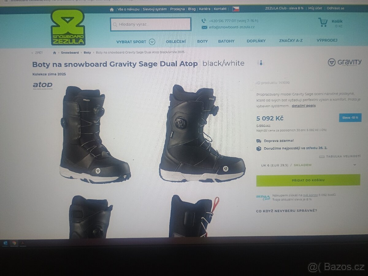 NOVÉ snowboardové boty Gravity Sage Dual Atop vel. 40 - 6,5 - 6