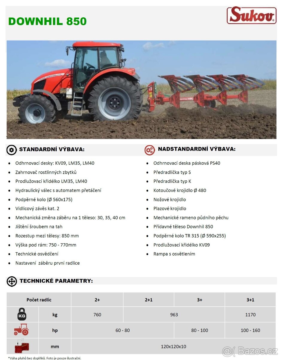 Prodám pluh Sukov Downhil 850 - 6