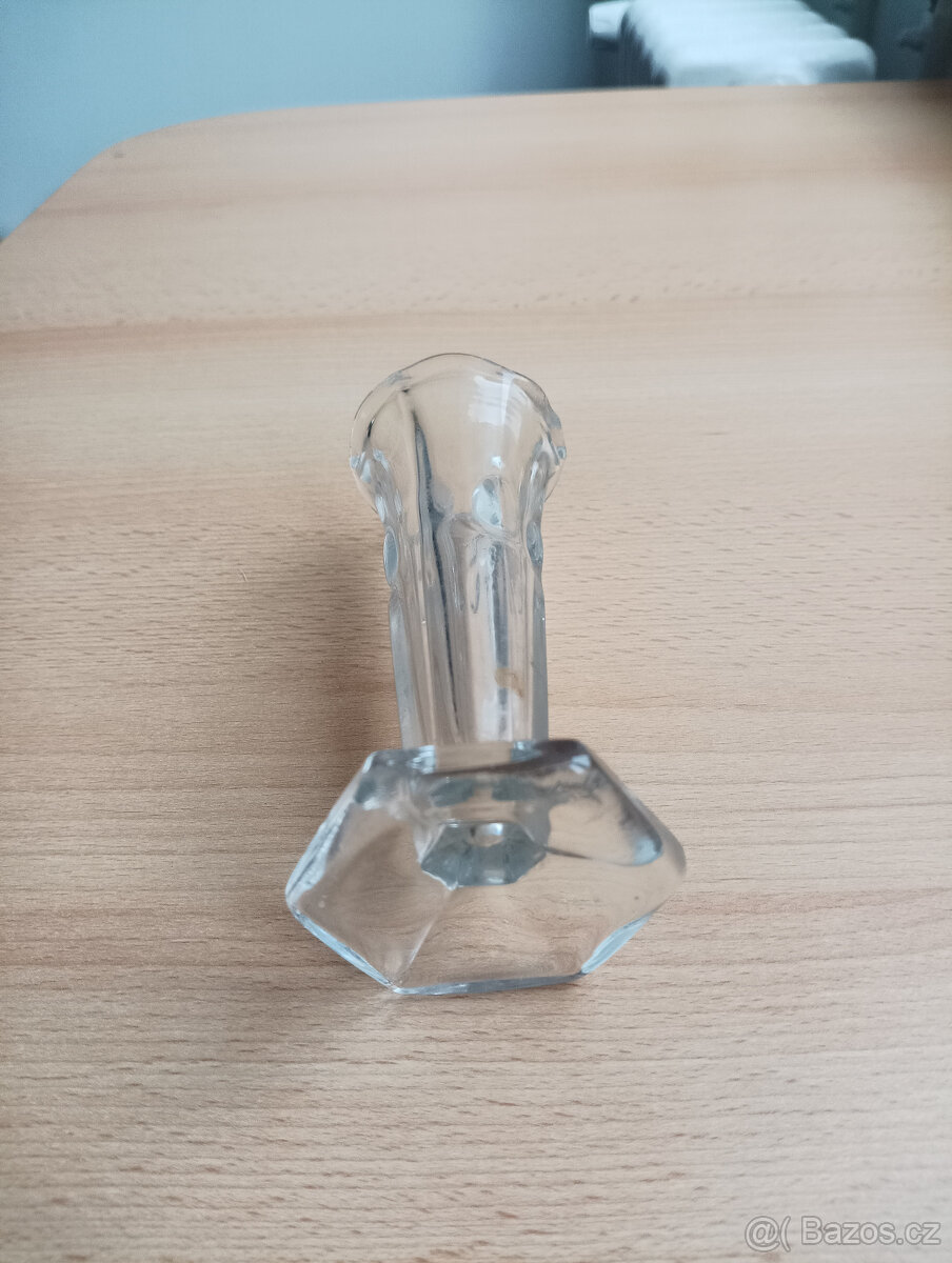 Retro skleněná vázička z těžkého mačkaného skla - 6