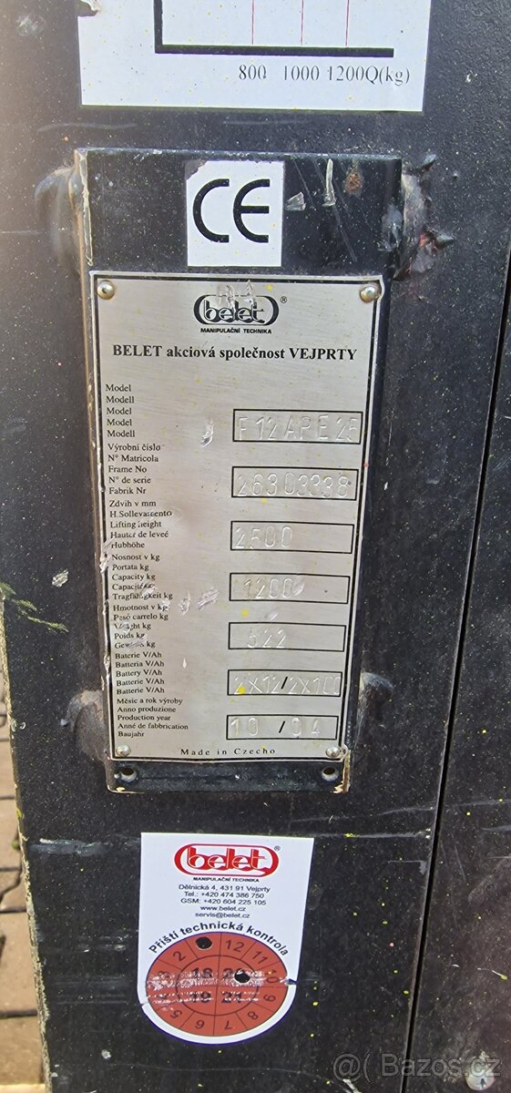 Ručně vedený vysokozdvižný vozík Belet F12APE25 - 6