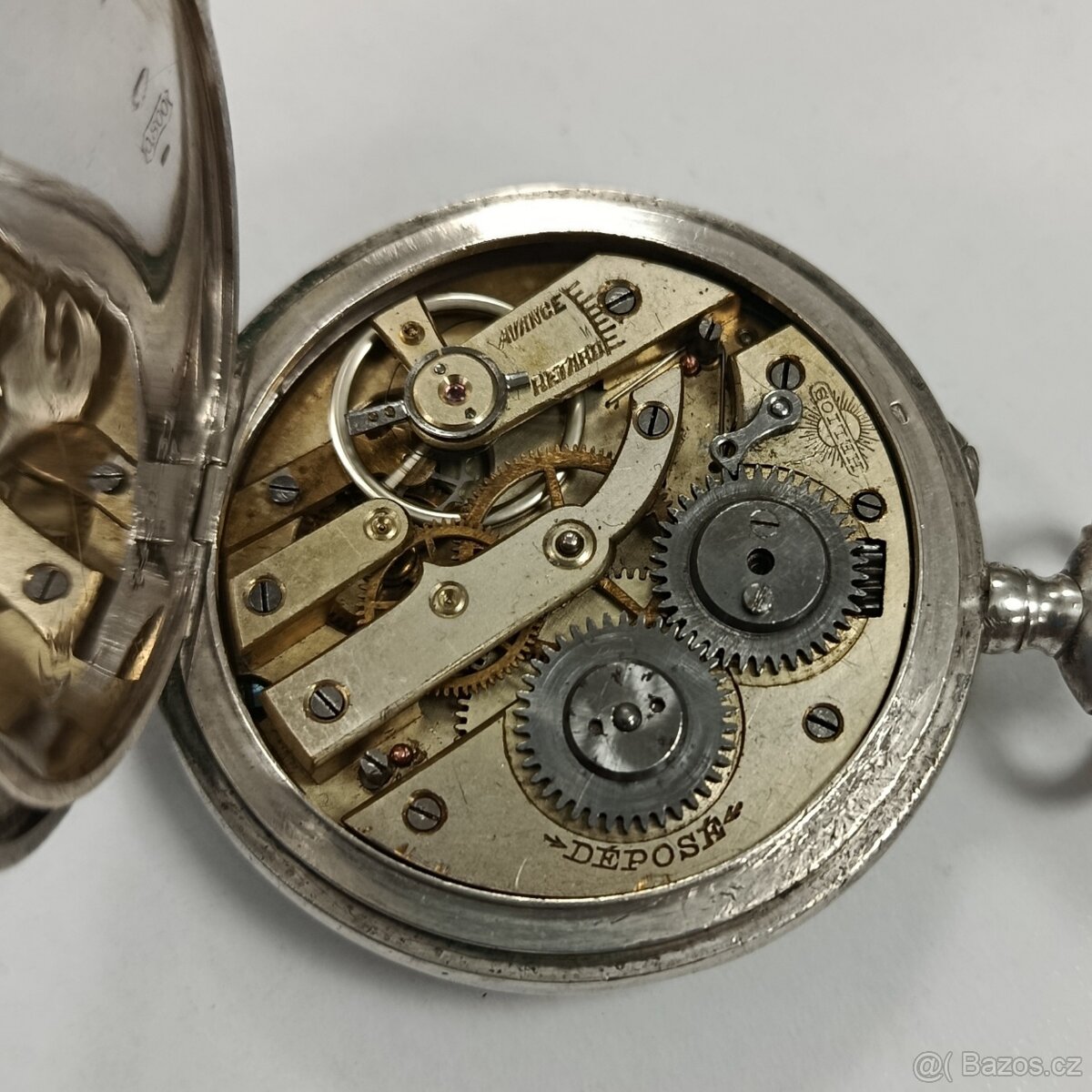 Starožitné stříbrné kapesní hodinky HELLOS - 6