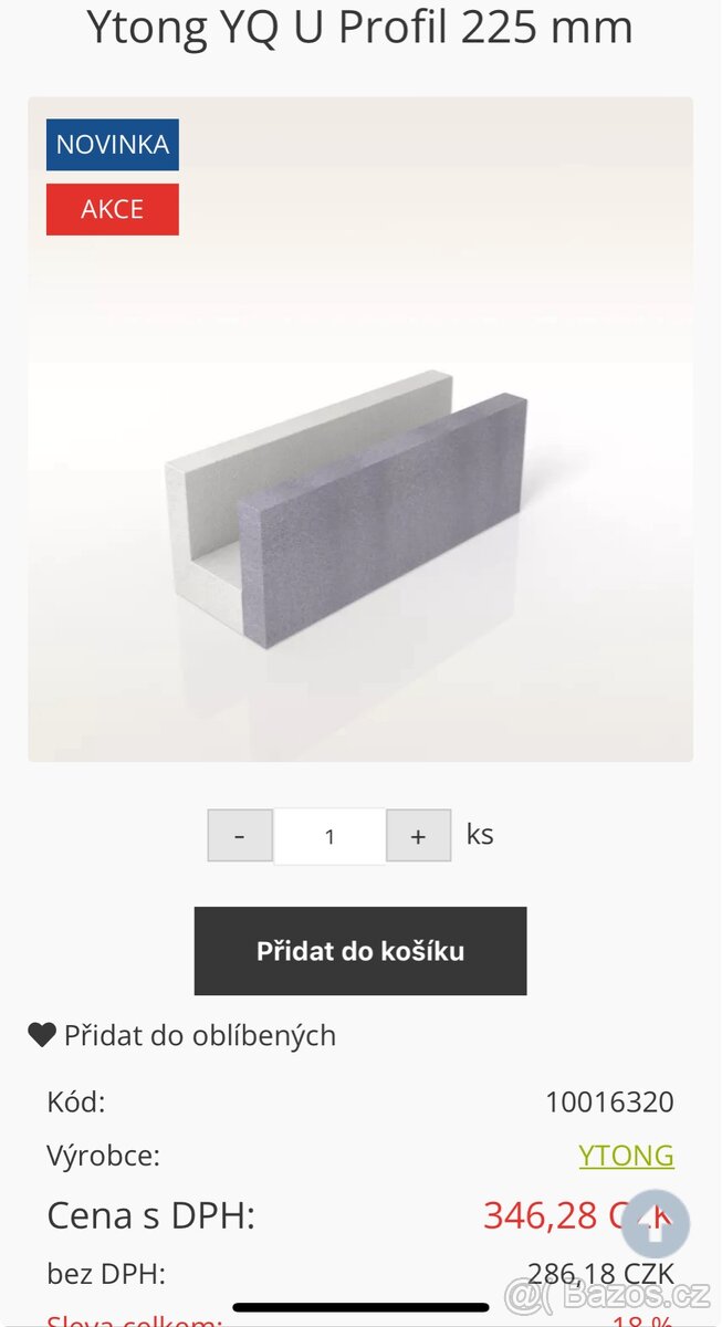 Ytong YQ U Profil 225 mm - 6