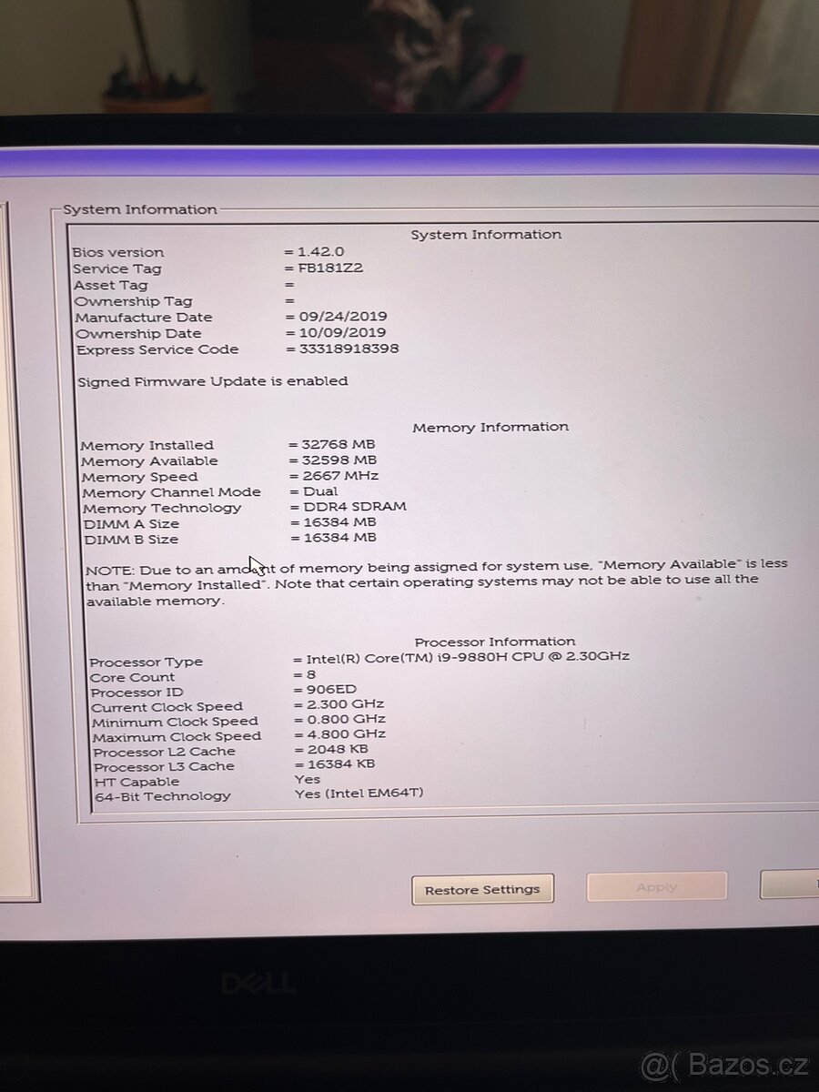 Prodám pracovní notebook Dell precission 5540. - 6