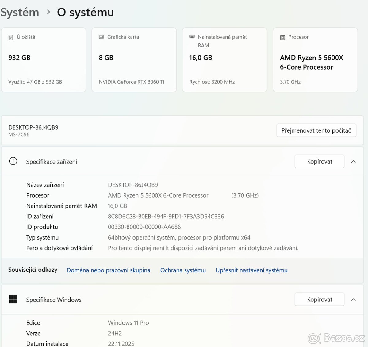 🖥️Herní PC RYZEN 5 5600X,RTX 3060Ti - 6