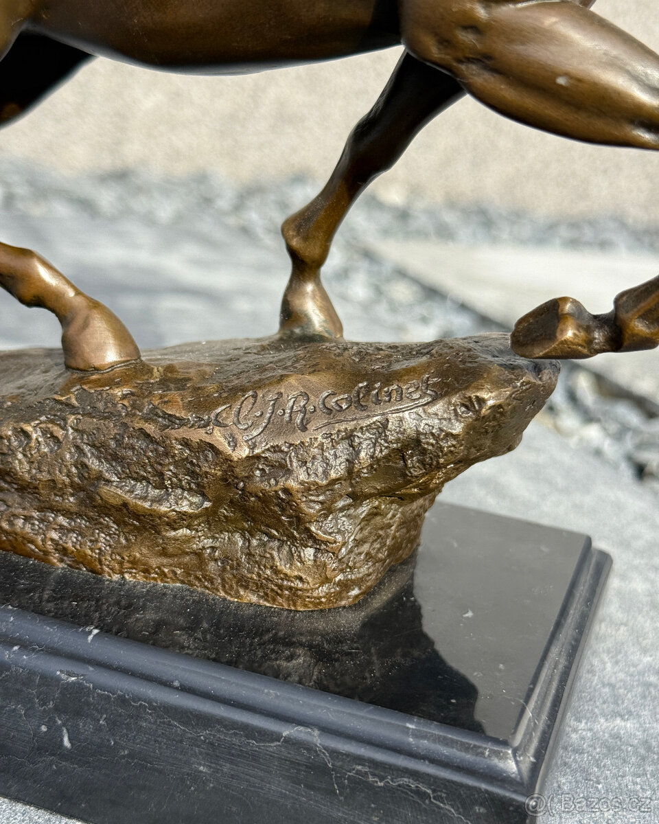 Bronzová socha Valkýra na koni nordická bojovnice decorace - 6