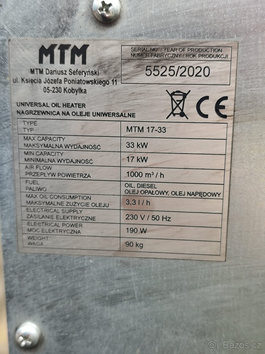 Teplovzdušná kamna MTM 17-33 N - 6