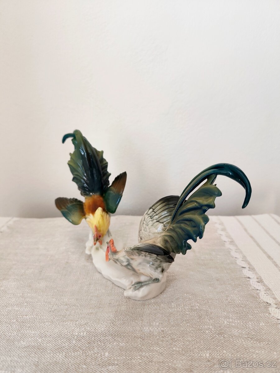 Ens Volkstedt vtáčiky kohúti porcelánová soška 30 cm - 6