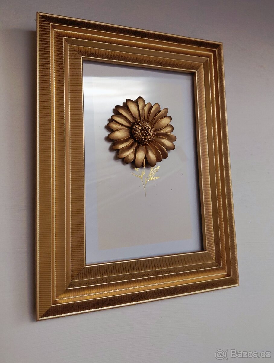 Zlatý rámeček, 3D obraz & GOLD kytka - 6