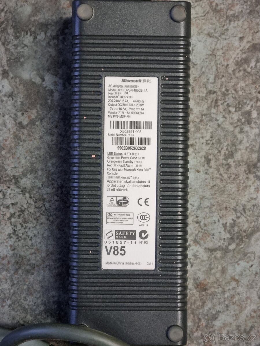 Xbox 360 Originální Microsoft Napájecí Zdroj - Trafo + kabe - 6
