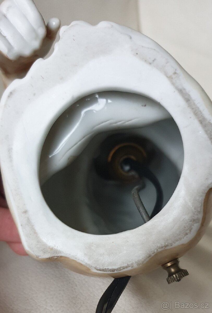 Starožitná lampička opice - Capodimonte - unikát - 6