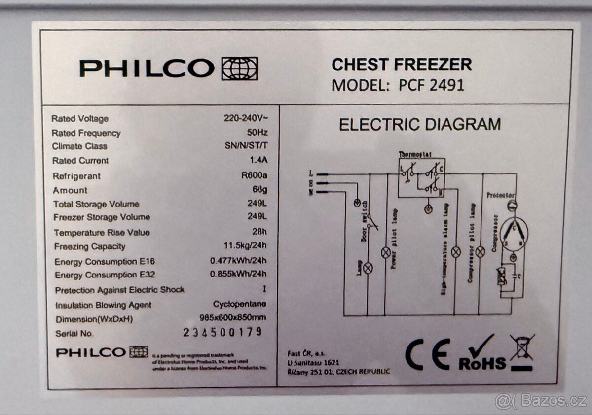 truhlicový mrazák Philco PCF 2491 - 6