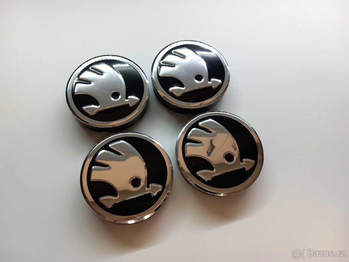 Středové krytky Škoda chrom, 56x52mm - 6