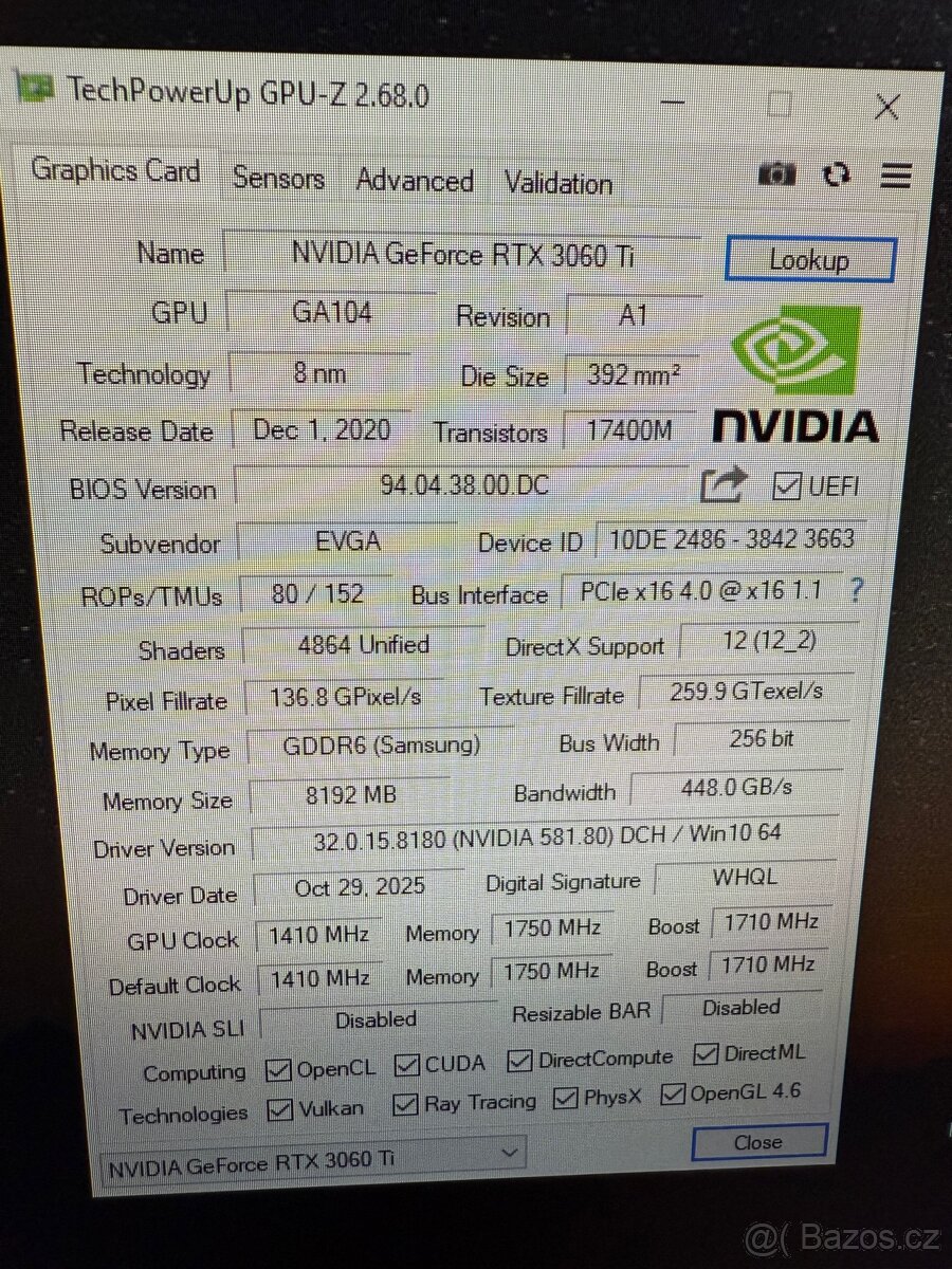 EVGA GeForce RTX 3060 Ti OC 8GB GDDR6 - 6