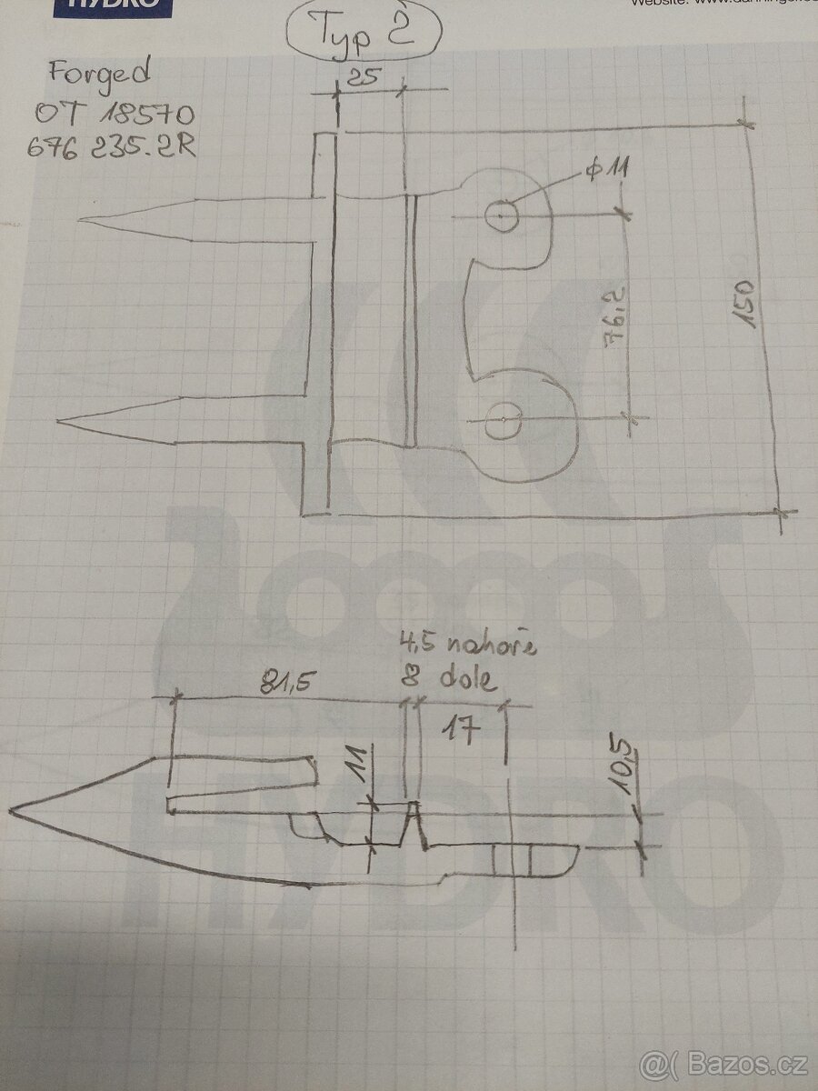 Dvouprsty - náhradní hroty na lišty kombajnů - 6