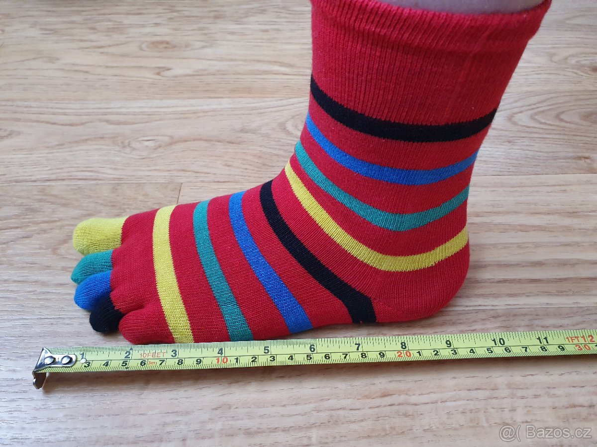 Dámské prstové proužkované barevné ponožky (dívčí) - 6