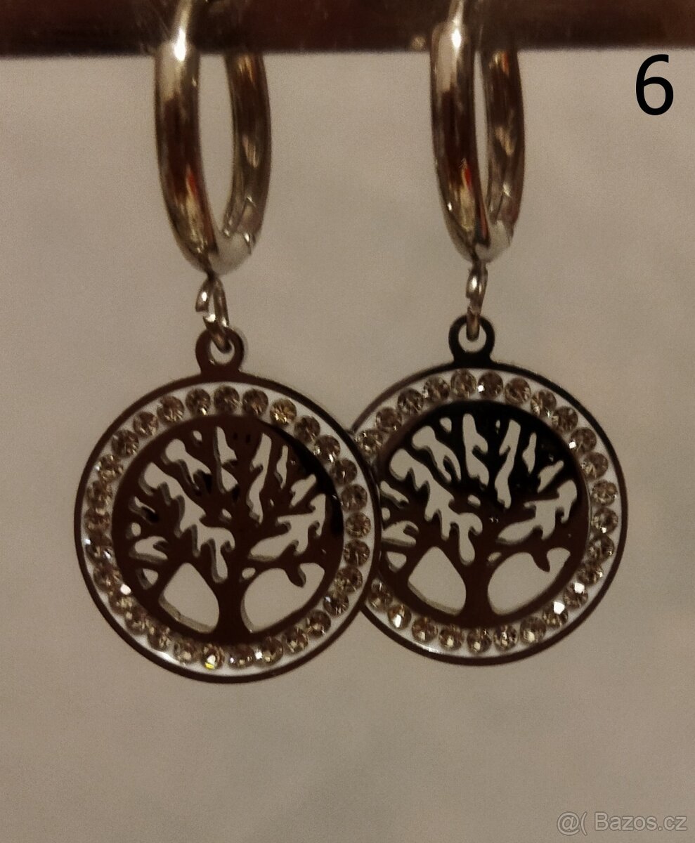 Náušnice ocel/ i s minerály - 6