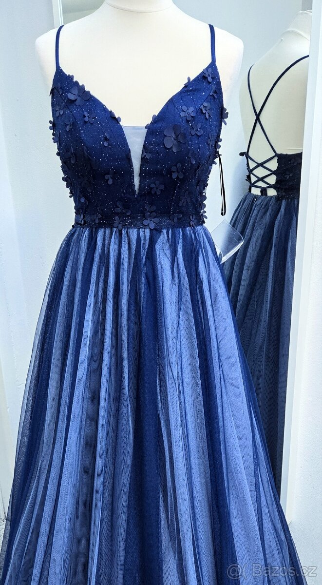 NOVÉ plesové šaty MODRÉ TYLOVÉ - 6