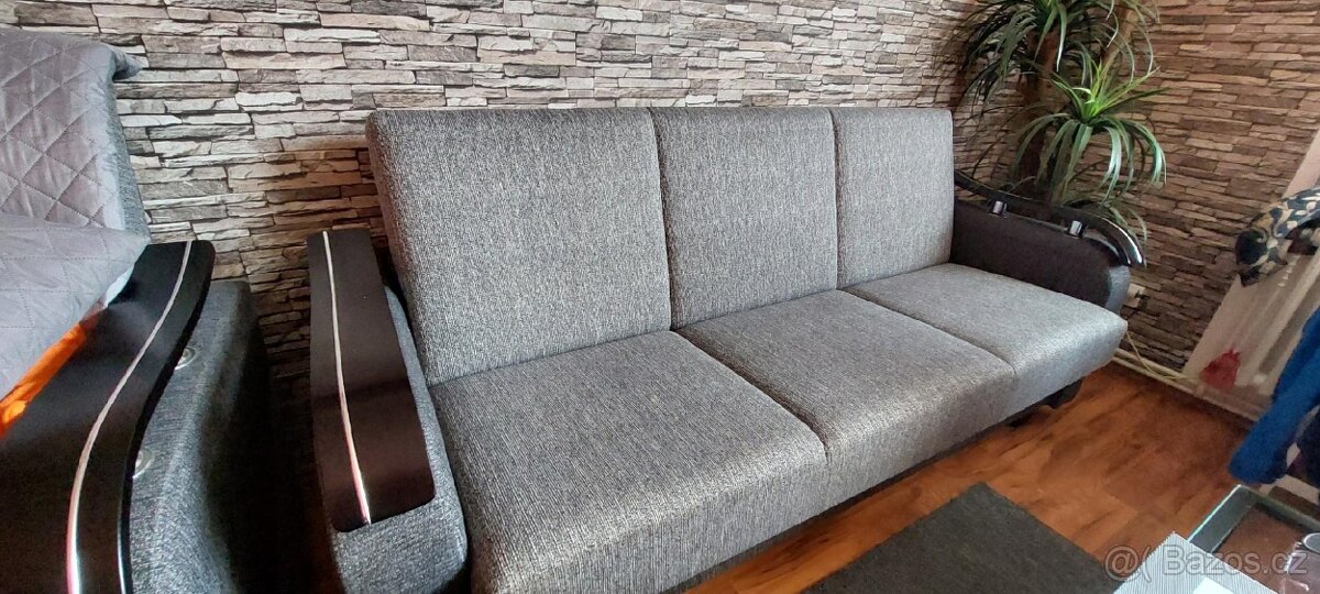 Šedá sedací souprava – gauč + 3 křesla - 6