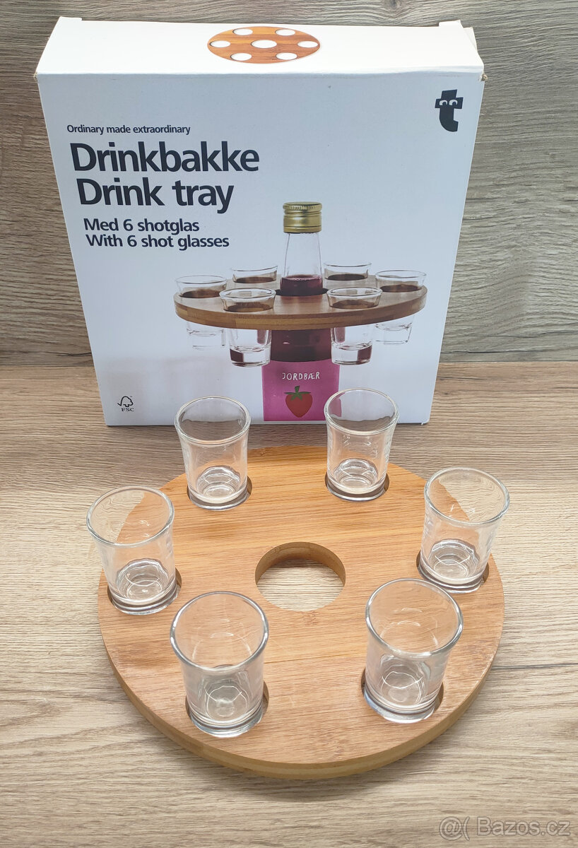 dřevěný nosič na 6 panáků - 6