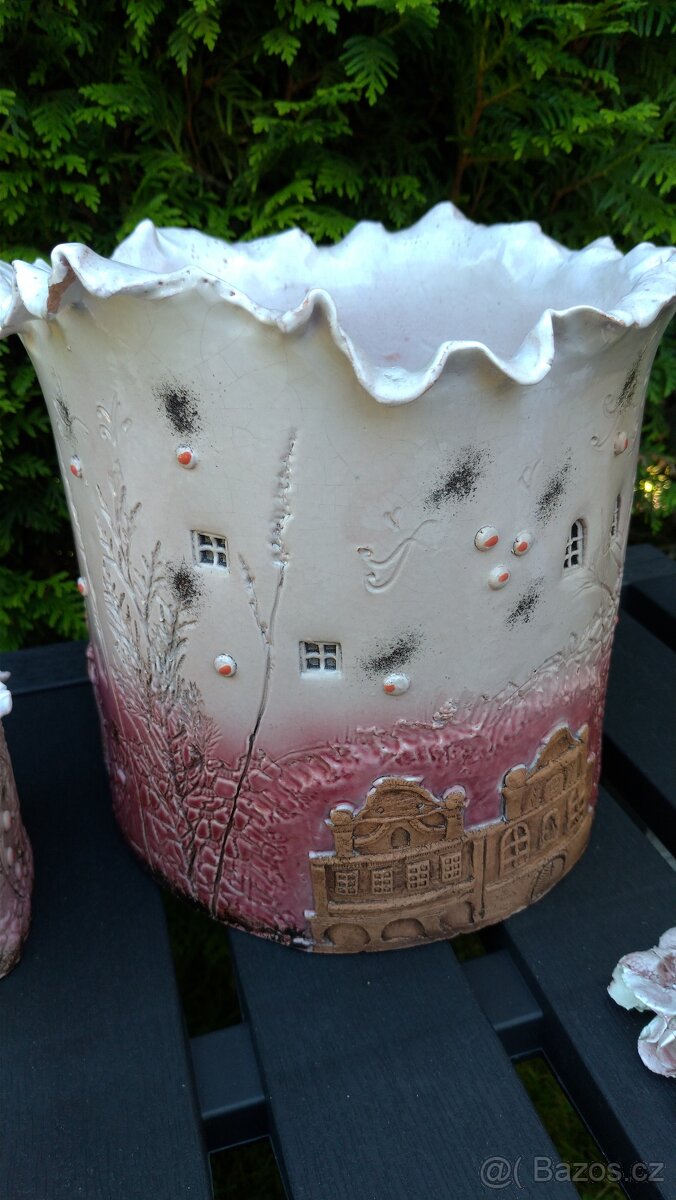 Keramická růžovo-bílá sada - 6