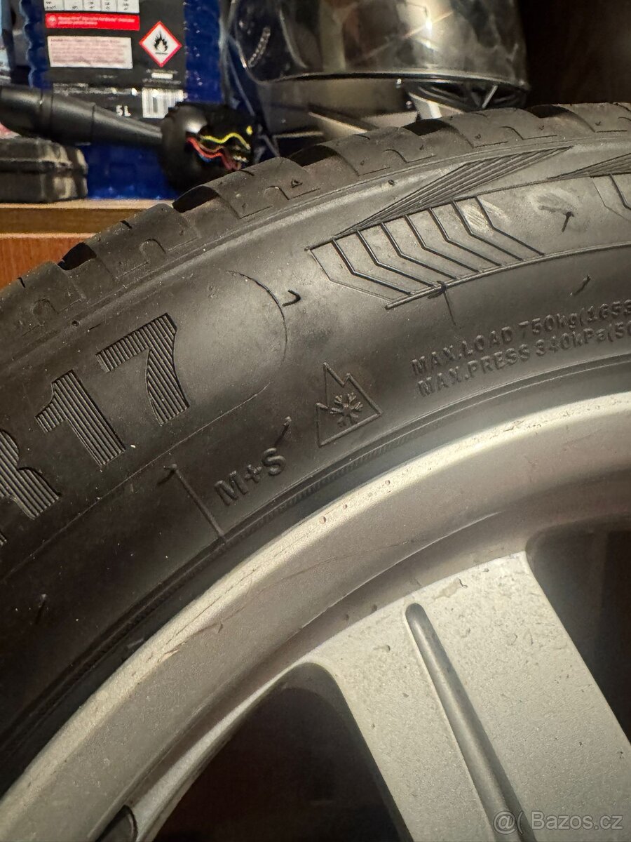 Alu kola 5x112 R17, zánovní celoroční pneu - 6
