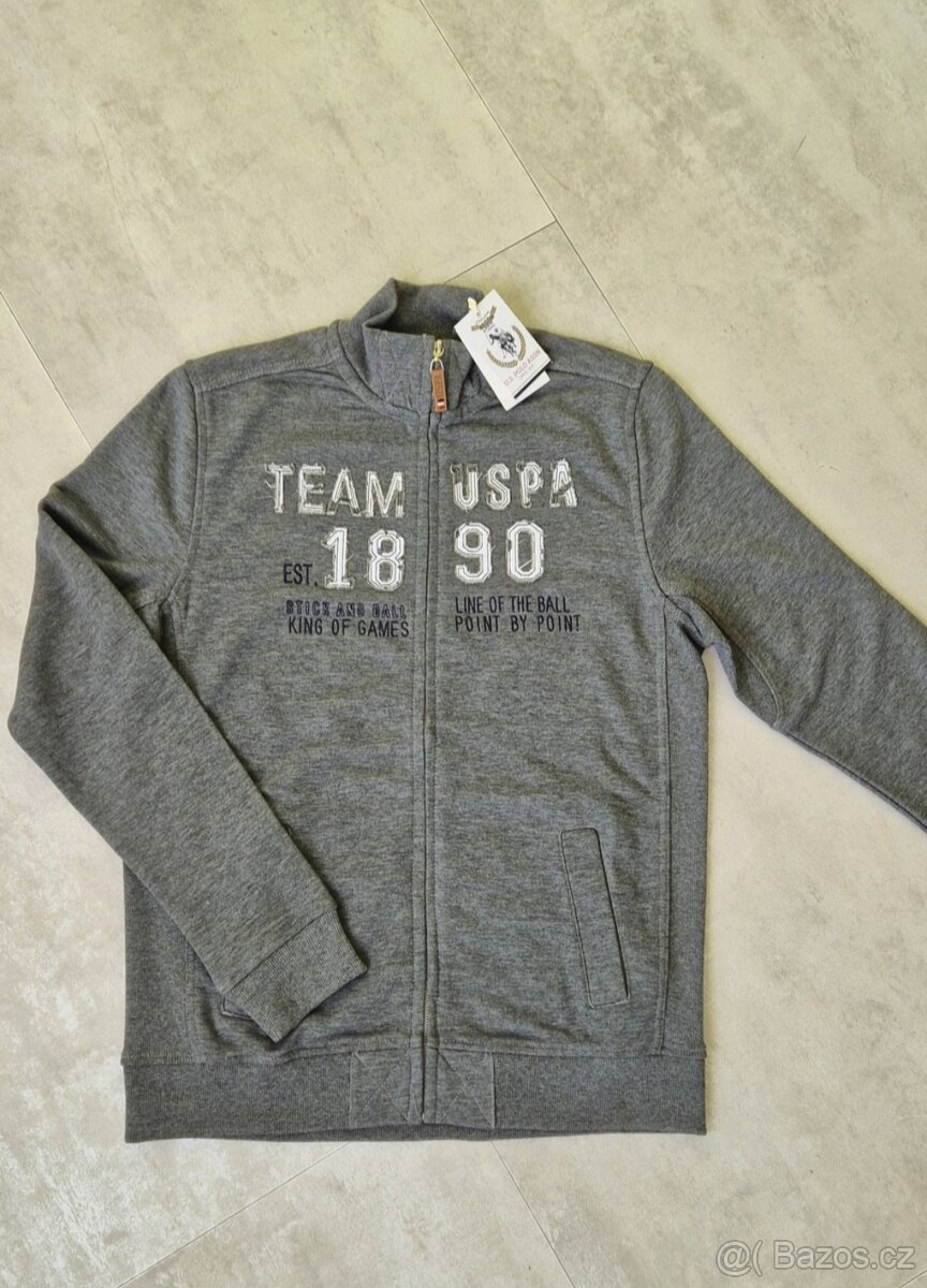 Šedá pánská mikina U.S.Polo - 6