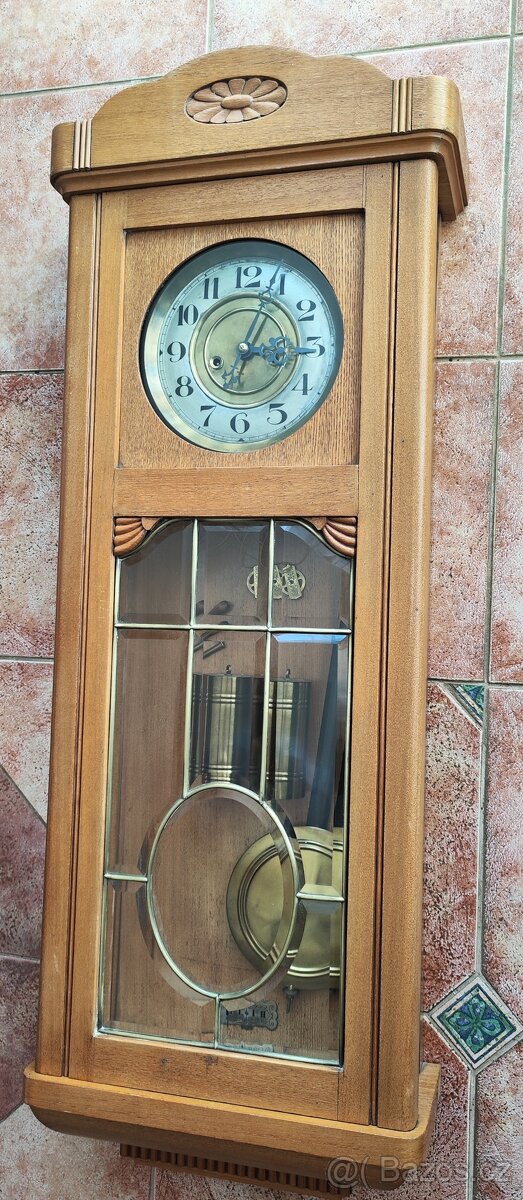 krásné zdobené secesní dvouzávažové hodiny - 6