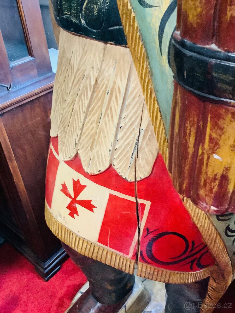 Stará dřevěná socha Indiána 180cm - 6