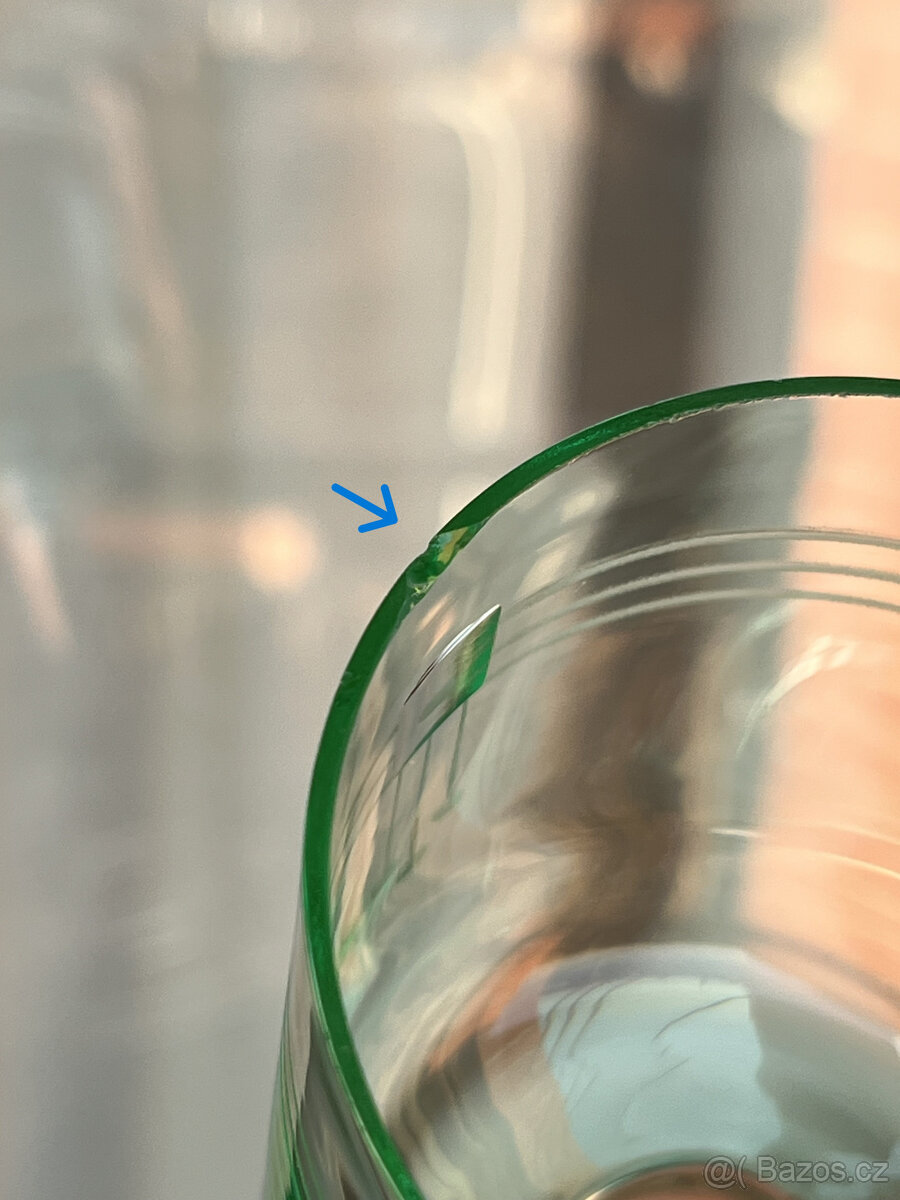 Starožitná secesní sklenice 120ml, uranové sklo - 6