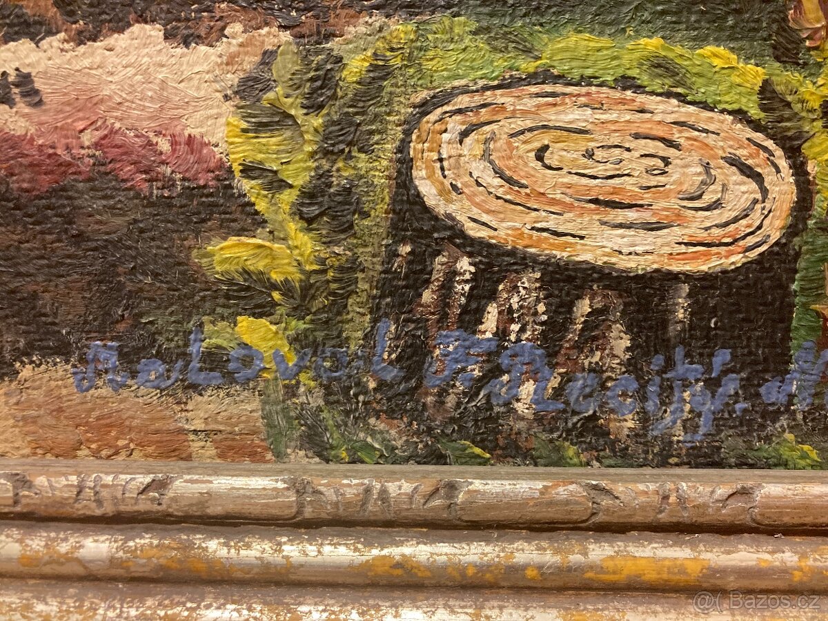 Obraz chaty v lese 120x105 cm Plecháč Prosecký František - 6